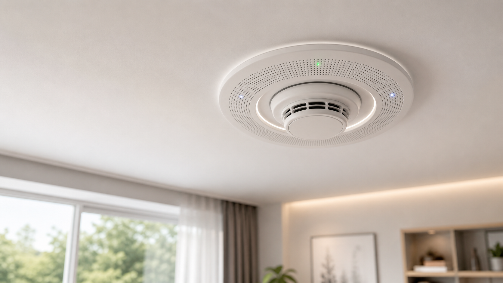 Roomor smart ceiling sensor mounted like a smoke detector